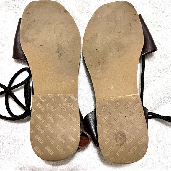KINO Alpagata brown leather gladiator ankle straps womens sandals size 7 - Picture 7 of 9